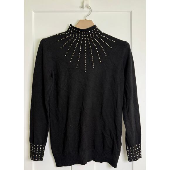Vila Milano Sweater Knit Black Studded Long Sleeve Women's Size Large - Picture 1 of 10